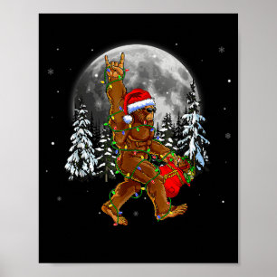 Bigfoot Santa Christmas Tree Lights Funny Xmas Sas Poster