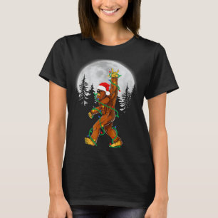 Bigfoot Santa Christmas Tree Lights Funny Xmas Sas T-Shirt