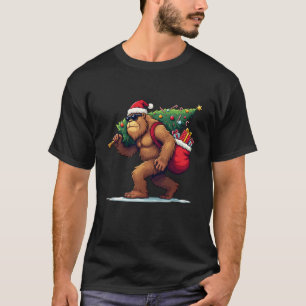 Bigfoot Santa Christmas Tree Lights Funny Xmas Sas T-Shirt