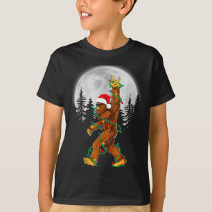 Bigfoot Santa Christmas Tree Lights Funny Xmas Sas T-Shirt