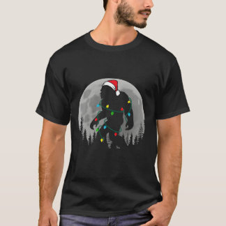 Bigfoot Santa Christmas Tree Lights Funny Xmas Sas T-Shirt
