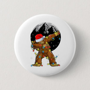 Bigfoot Santa Christmas Tree Lights Xmas Boys Men 6 Cm Round Badge