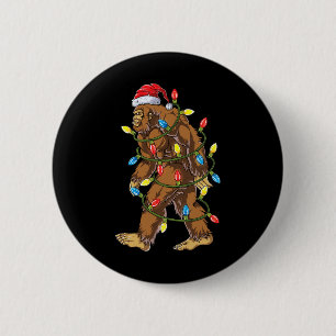 Bigfoot Santa Christmas Tree Lights Xmas Boys Men 6 Cm Round Badge