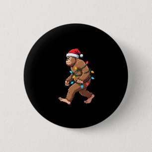 Bigfoot Santa Christmas Tree Lights Xmas Boys Men  6 Cm Round Badge