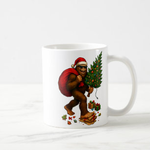 Bigfoot Santa Christmas Tree Lights Xmas Boys Men Coffee Mug