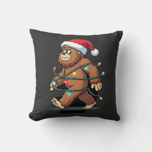 Bigfoot Santa Christmas Tree Lights Xmas Boys Men  Cushion