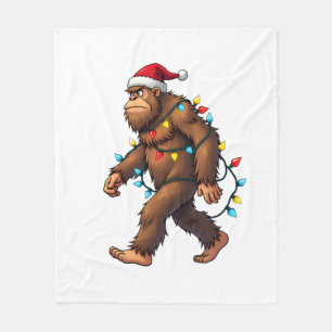 Bigfoot Santa Christmas Tree Lights Xmas Boys Men Fleece Blanket