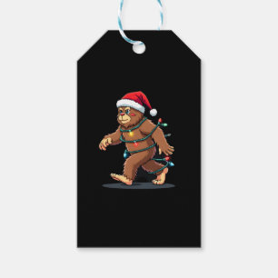 Bigfoot Santa Christmas Tree Lights Xmas Boys Men  Gift Tags