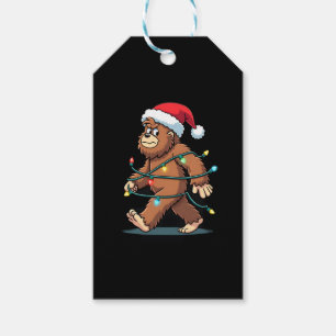 Bigfoot Santa Christmas Tree Lights Xmas Boys Men  Gift Tags