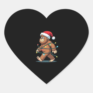 Bigfoot Santa Christmas Tree Lights Xmas Boys Men  Heart Sticker