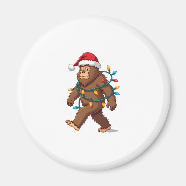 Bigfoot Santa Christmas Tree Lights Xmas Boys Men  Magnet (Front)