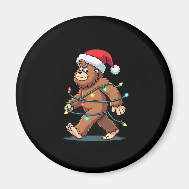 Bigfoot Santa Christmas Tree Lights Xmas Boys Men  Magnet (Front)