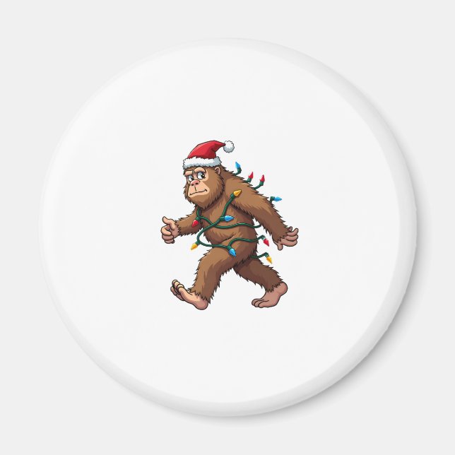 Bigfoot Santa Christmas Tree Lights Xmas Boys Men  Magnet (Front)