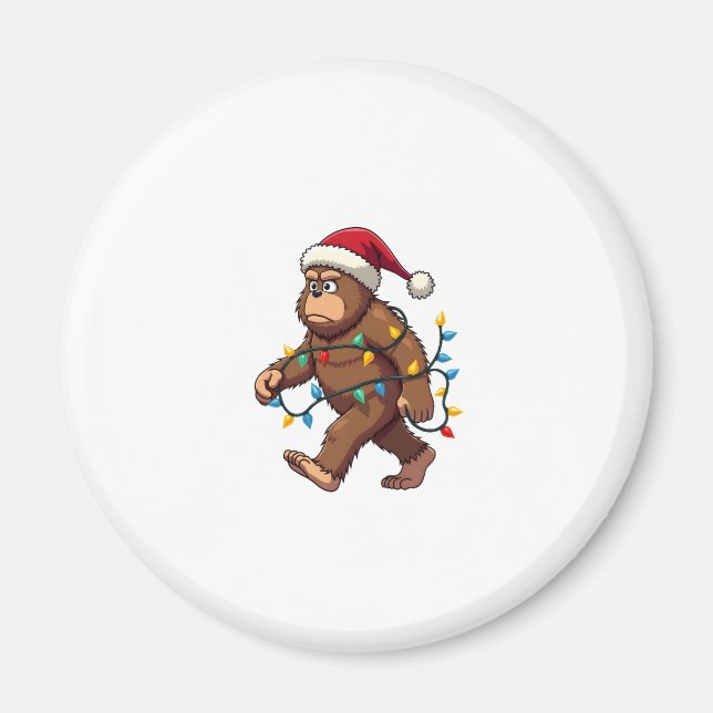 Bigfoot Santa Christmas Tree Lights Xmas Boys Men Magnet (Front)