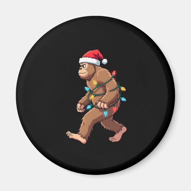 Bigfoot Santa Christmas Tree Lights Xmas Boys Men  Magnet (Front)