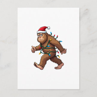 Bigfoot Santa Christmas Tree Lights Xmas Boys Men  Postcard