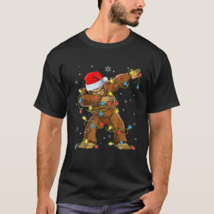 Bigfoot Santa Christmas Tree Lights Xmas Boys Men T-Shirt