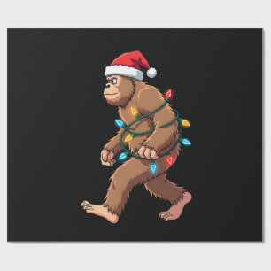 Bigfoot Santa Christmas Tree Lights Xmas Boys Men  Wrapping Paper