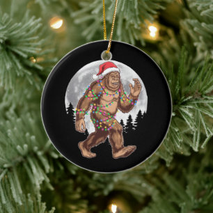 Bigfoot Santa Christmas Tree Lights Xmas Sasquatch Ceramic Tree Decoration