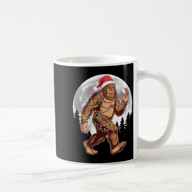 Bigfoot Santa Christmas Tree Lights Xmas Sasquatch Coffee Mug (Right)