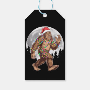 Bigfoot Santa Christmas Tree Lights Xmas Sasquatch Gift Tags
