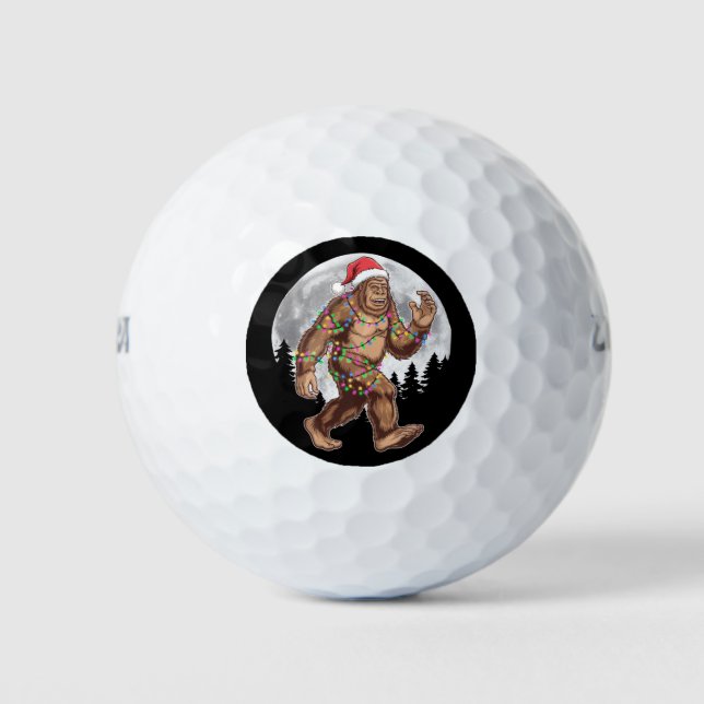 Bigfoot Santa Christmas Tree Lights Xmas Sasquatch Golf Balls (Front)