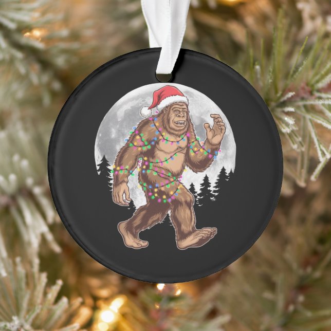 Bigfoot Santa Christmas Tree Lights Xmas Sasquatch Ornament (Tree)