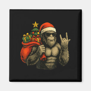 Bigfoot Santa Christmas Tree Rock On Funny Xmas Sa Magnet