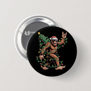 Bigfoot Santa Christmas Tree Sasquatch Santa 6 Cm Round Badge