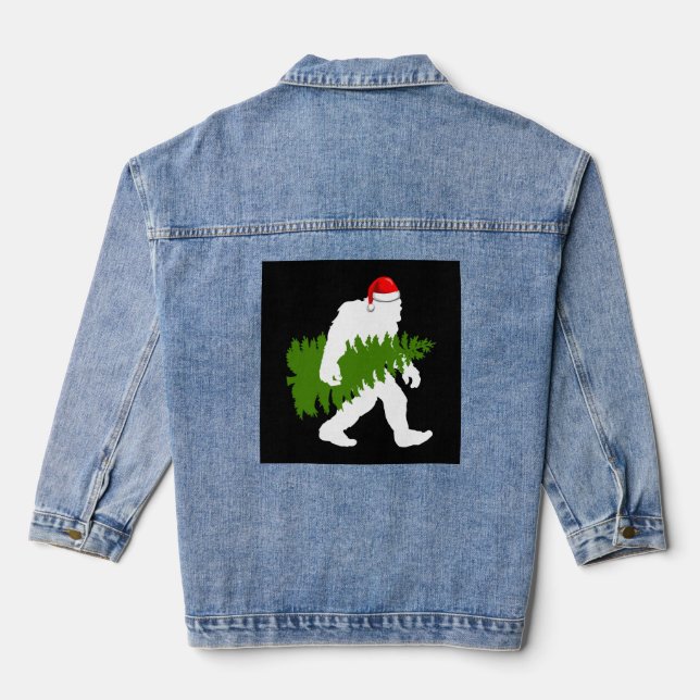 BigFoot Santa Claus Fun Christmas Gifts Denim Jacket (Back)