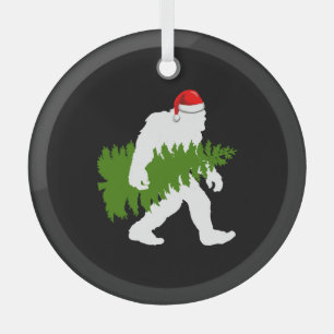 BigFoot Santa Claus Fun Christmas Gifts Glass Tree Decoration
