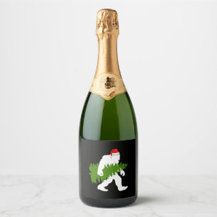 BigFoot Santa Claus Fun Christmas Gifts Sparkling Wine Label