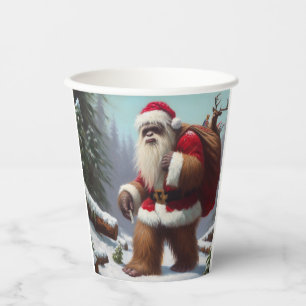 Bigfoot Santa Claus Paper Cups