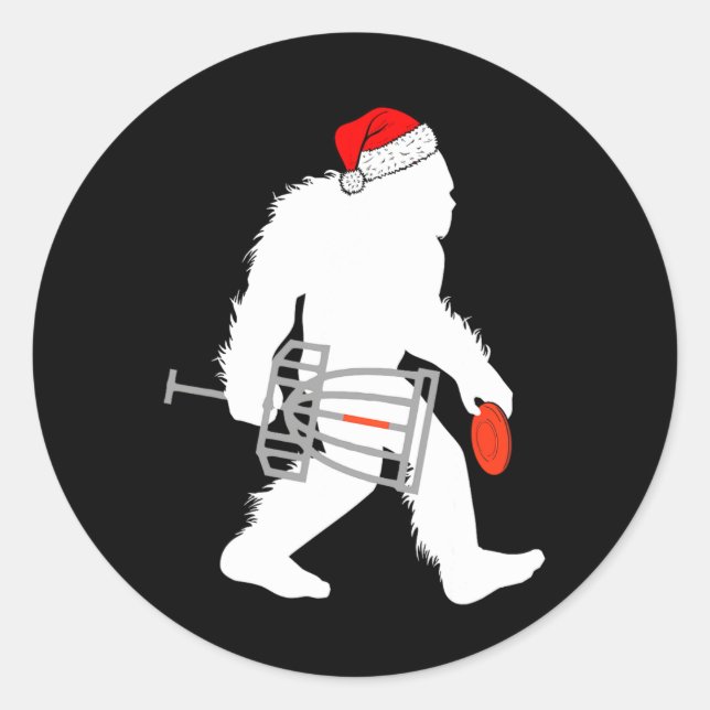 Bigfoot Santa Disc Golf Christmas Disc Golfer Xmas Classic Round Sticker (Front)