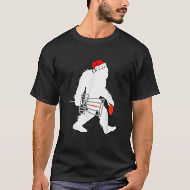 Bigfoot Santa Disc Golf Christmas Disc Golfer Xmas T-Shirt (Front)