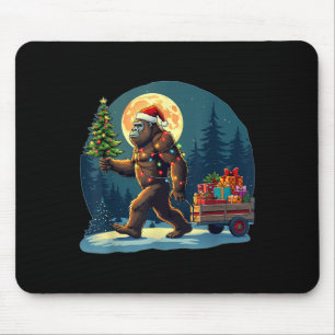Bigfoot Santa Hat Christmas Tree Lights Xmas Sasqu Mouse Mat