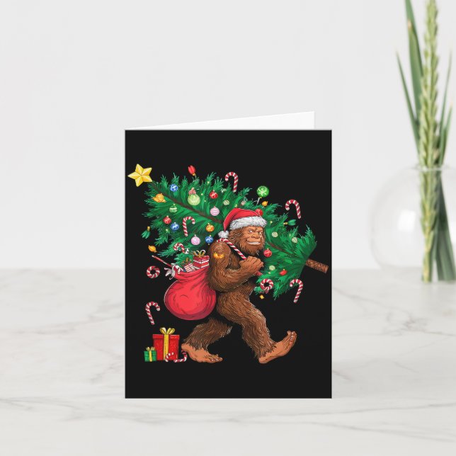 Bigfoot Santa Most Wonderful Christmas Tree Lights Card (Front)