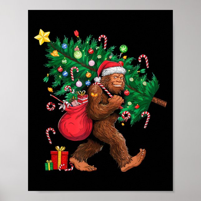 Bigfoot Santa Most Wonderful Christmas Tree Lights Poster (Front)