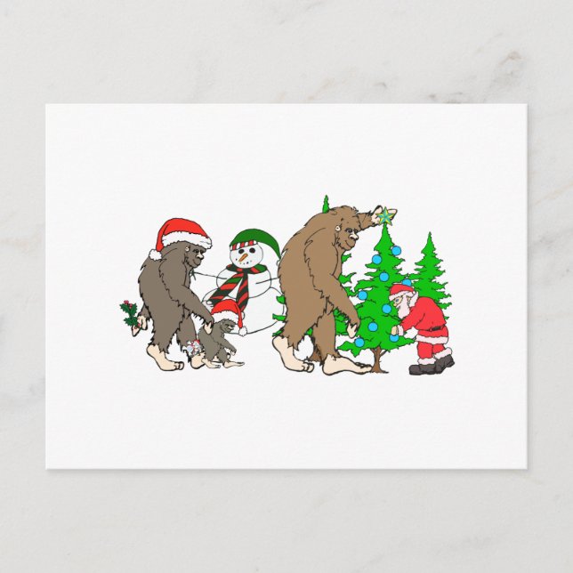 Bigfoot Santa snowman Holiday Postcard (Front)