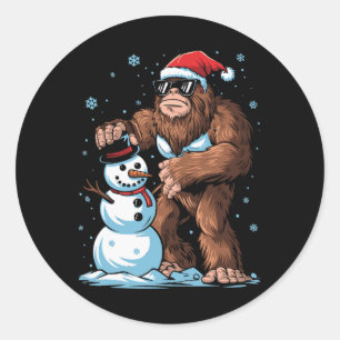 Bigfoot Santa Snowman Kids Boys Men Xmas Christmas Classic Round Sticker