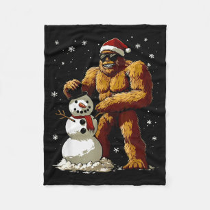 Bigfoot Santa Snowman Kids Boys Men Xmas Christmas Fleece Blanket