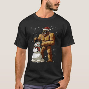 Bigfoot Santa Snowman Kids Boys Men Xmas Christmas T-Shirt