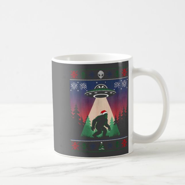 Bigfoot Santa Ufo Alien Funny Ugly Christmas Sweat Coffee Mug (Right)