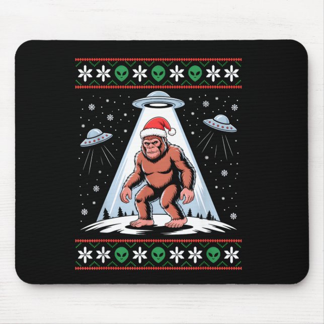 Bigfoot Santa Ufo Alien Funny Ugly Christmas Sweat Mouse Mat (Front)