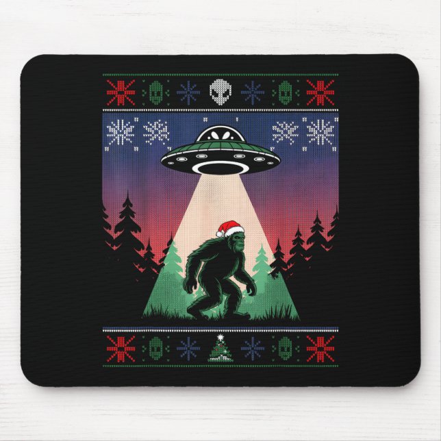 Bigfoot Santa Ufo Alien Funny Ugly Christmas Sweat Mouse Mat (Front)