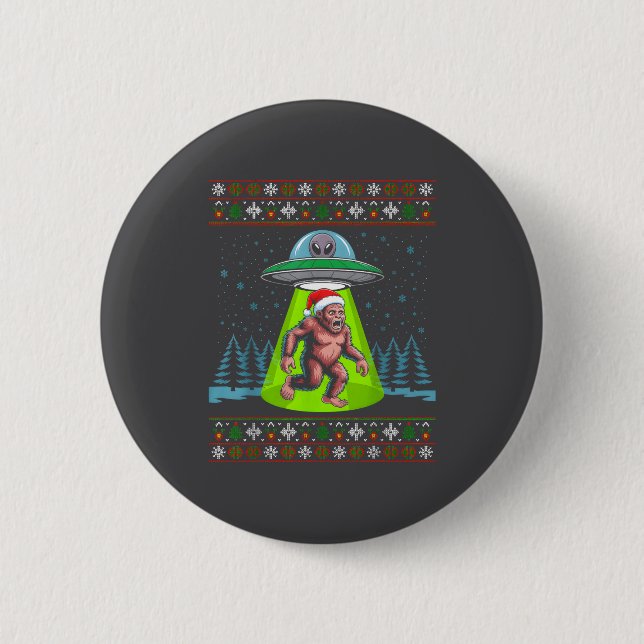 Bigfoot Santa Ufo Sasquatch Funny Ugly Christmas S 6 Cm Round Badge (Front)