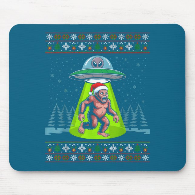 Bigfoot Santa Ufo Sasquatch Funny Ugly Christmas S Mouse Mat (Front)