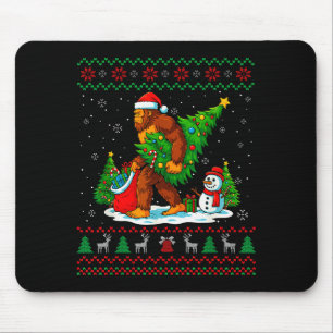 Bigfoot Santa Ugly Christmas Tree Funny Xmas Light Mouse Mat