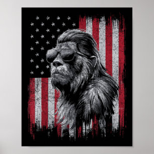 Bigfoot Sasquatch 4th Of July Patriotic Usa Indepe Poster
