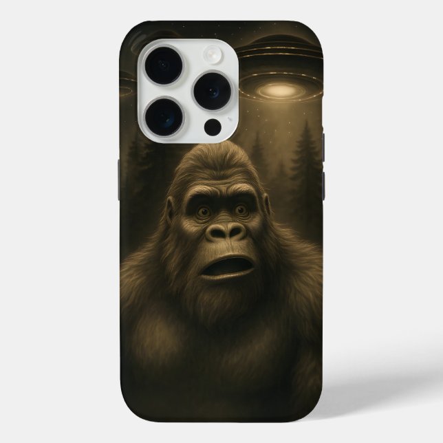Bigfoot Sasquatch Alien UFO Funny Case-Mate iPhone Case (Back)